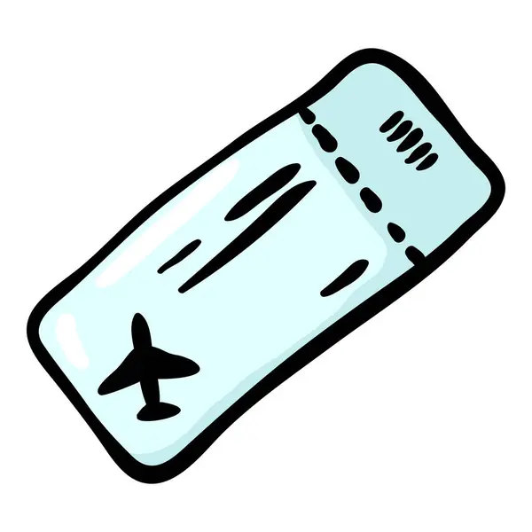Vliegtuigticket Doodle Icon Witte Achtergrond — Stockvector