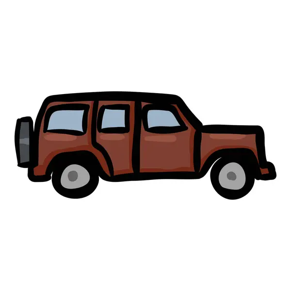 Vector Single Suv Car Doodle Ikone — Stockvektor