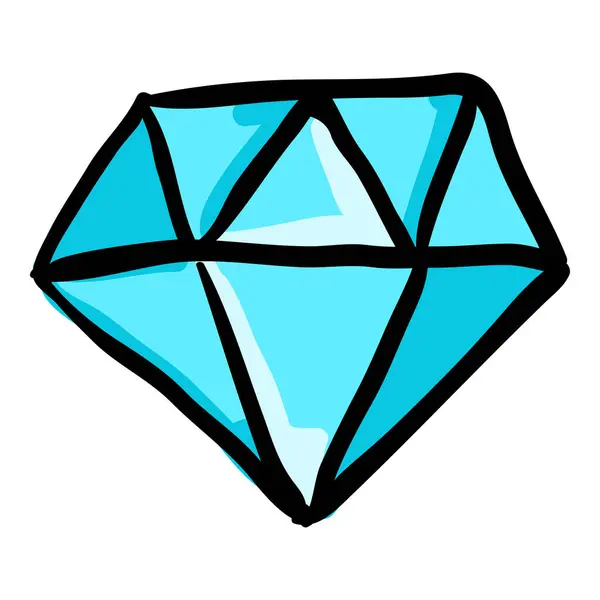Blue Diamond Hand Drawn Doodle Icon — Stock Vector