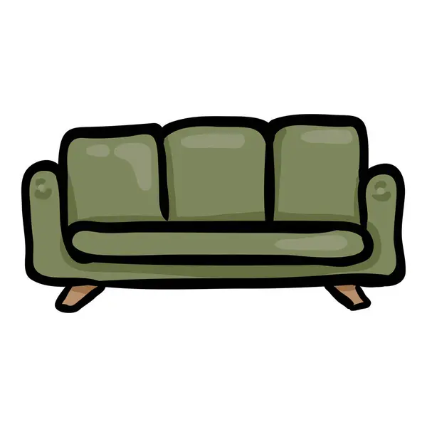Couch Hand Drawn Doodle Icon — Stock Vector