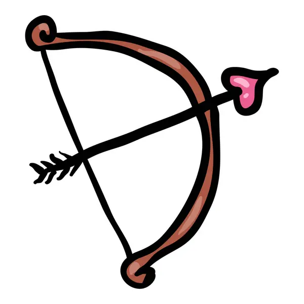Cupids Bow Handritade Doodle Ikon — Stock vektor