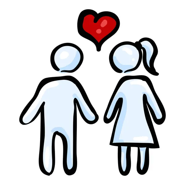 Couple Amoureux Dessiné Main Doodle Icône — Image vectorielle