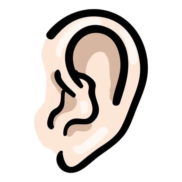 Menschliches Ohr Von Hand Gezeichnetes Doodle Symbol Stockillustration