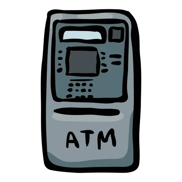 Handgezeichnetes Doodle Symbol Für Geldautomaten lizenzfreie Stockillustrationen