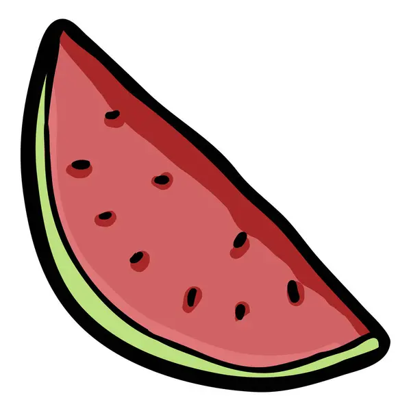 Watermeloen Met Hand Getrokken Poedel Ikoon Rechtenvrije Stockvectors