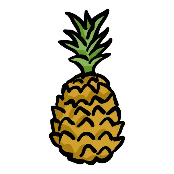 Icona Doodle Disegnata Mano All Ananas Vettoriale Stock