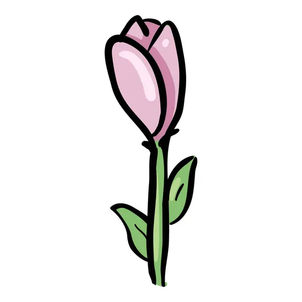 Tulipán Květina Ručně Kreslené Doodle Ikona Stock Ilustrace