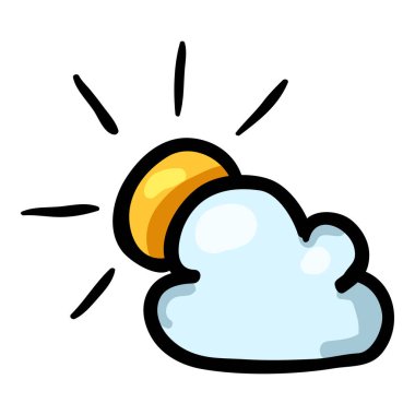 Sun and Cloud Hand Drawn Doodle Icon clipart