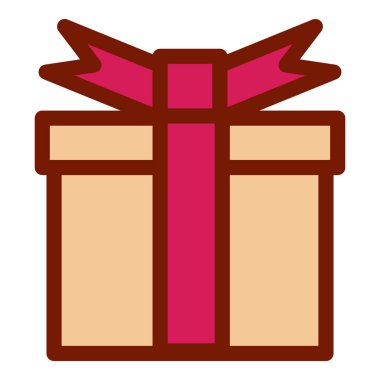 Pembe Kurdeleli Hediye Kutusu Rengi Düz Simgesi