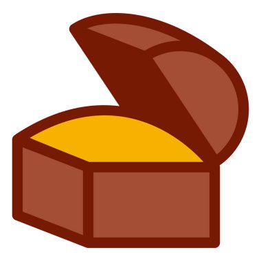 Altın Hazineli Vektör Sandığı Düz Simge