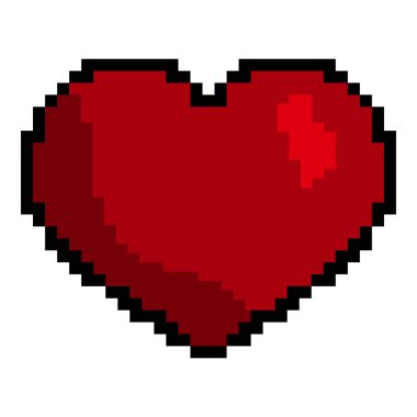Kırmızı Kalp Piksel Sanat Simgesini İzole Etti