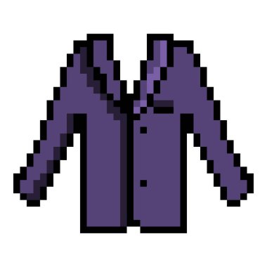 Mor Takım Elbise Ceketi İzole Piksel Sanat Simgesi