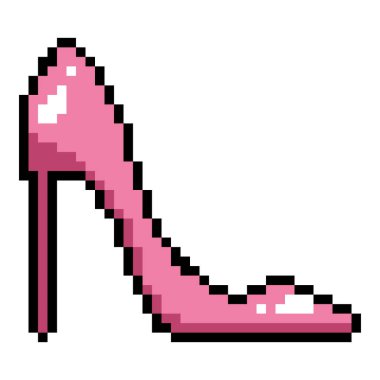Tek Pembe Kadın Ayakkabısı İzole Piksel Sanat Simgesi