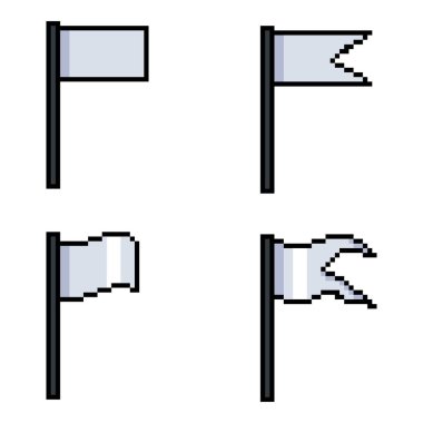 Piksel Sanatı Beyaz Bayraklar Simgeleri