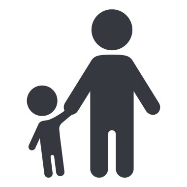 Vektör tek siyah siluet simge - baba ve çocuk