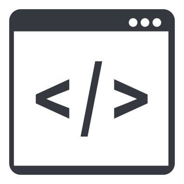Tek siyah simge - programlama kaynak kodu vektör