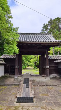 Kumamoto, Japonya - 20 Mayıs 2025. Kitaoka Doğal Parkı 'na giriş kapısı