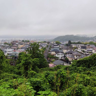 Beppu, Japonya - 24 Mayıs 2025. Top View 'dan Beppu' ya. Meşhur Kaplıcalar Şehri