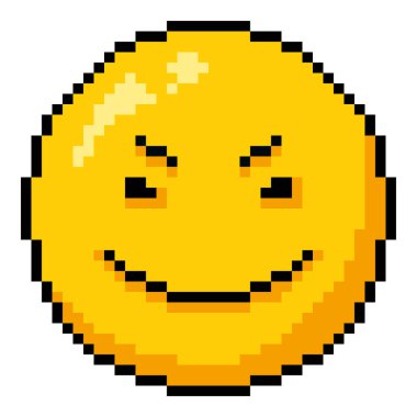 Beyaz Arkaplanda Vektör Sarı Piksel Sanat Şeytani Duygu