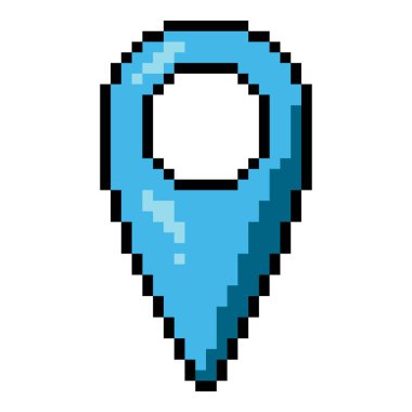 Vektör Piksel Sanat Simgesi - Mavi Harita İşaretleyici.