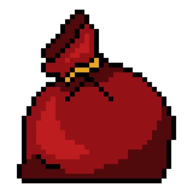 Vektör Piksel Sanat Simgesi - Kırmızı Noel Hediye Çantası