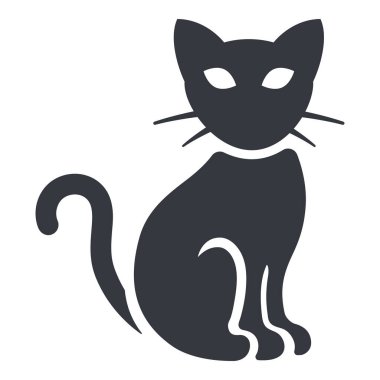 Vektör Tekli Temel Simge - Kara Kedi