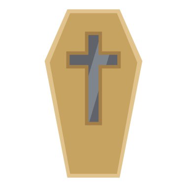 Vektör Düz Renk Simgesi - Metal Haçlı Tahta Tabut