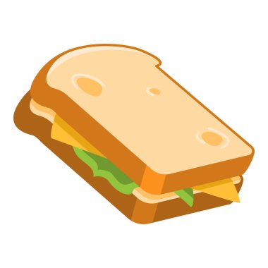 Vector Color Flat Icon - Sandwich witch Cheese and Lettuce