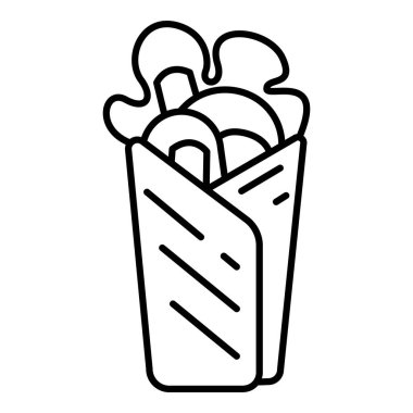 Vector Outline Icon - Kebab with meat and vegetables