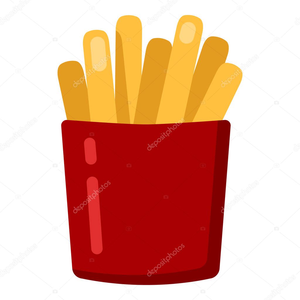 Vector Color Flat Icon - French Fries in Red Box