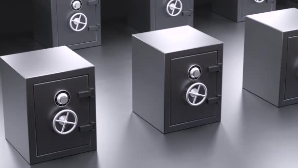 Many Safe Deposit Boxes Security Bank Concept Video Loop Animation — Stock Video