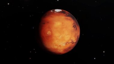 Üç boyutlu illüstrasyon. Kızıl Gezegen Mars 'ın uzayda görüntüsü. Astronomi, galaksi ve güneş sistemi kavramı.