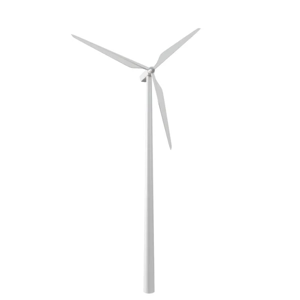 3D说明 风力涡轮机在一个孤立的白色背景 可持续和可再生能源概念 — 图库照片