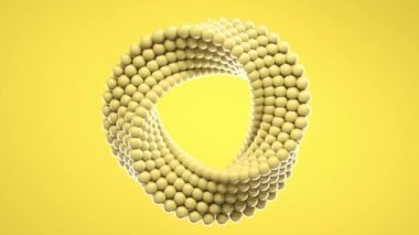 3d video of a yellow circle of balls moving in the air in the space
