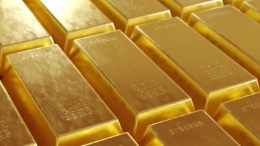 3d render video üst görünümü ile bir ham altın çubuk seyahat satır 3d render video