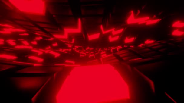 Animeringsloop Abstrakt Våg Flödande Bakgrund Med Röda Glödande Ljus Metaverse — Stockvideo