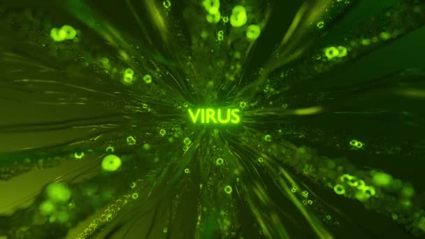 Animatie Verschillende Aangesloten Kabels Het Centrum Virus Met Gloeiende Neon — Stockvideo