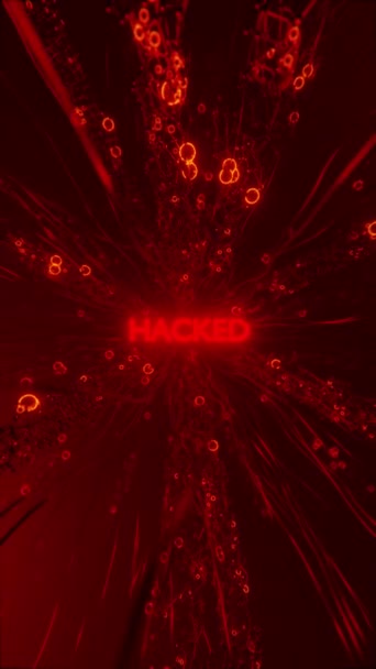Animação Fios Vermelhos Conectados Neon Inscrição Hackeada Dentro Rede Virtual — Vídeo de Stock