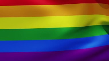 Bir Lgbt gökkuşağı bayrağı dalgalanması. 3d canlandırma
