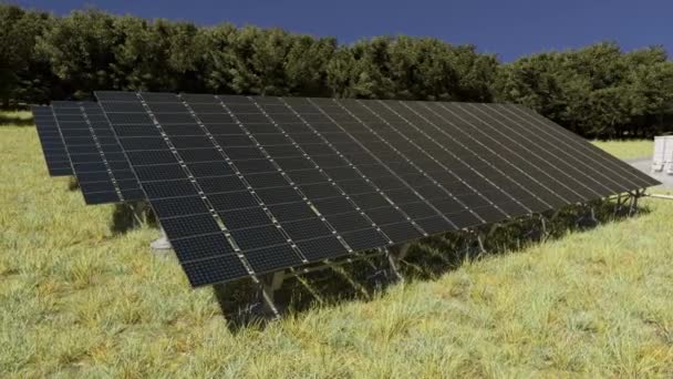 Moderne Große Weiße Grünfläche Mit Sonnenkollektoren Erneuerbare Energien Für Die — Stockvideo
