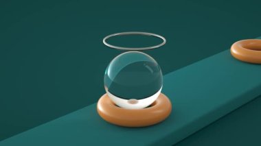 Taşıyıcı bandın üzerine 3D Sıvı Küre. ASMR Sonsuz Döngü Canlandırması