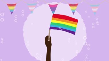 lgbt sallayan çok ırklı insanların silahlarının 2D animasyonu