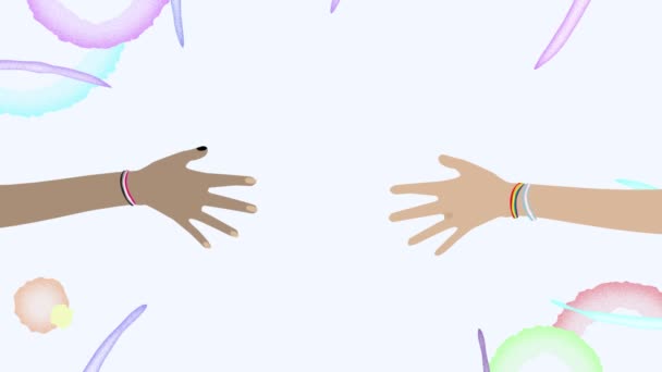 Animatie Video Van Twee Personen Met Lgbt Biseksuele Transgender Armbanden — Stockvideo