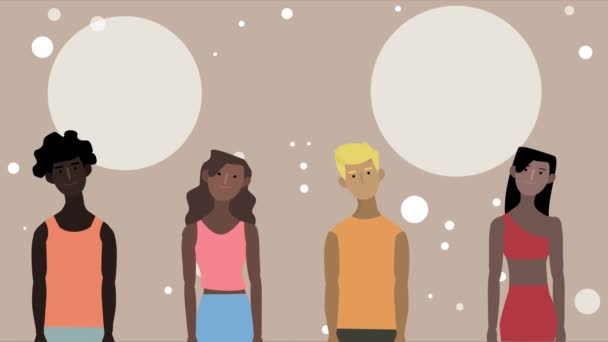 Animación Gente Celebrando Décimo Día Juntando Sus Cabezas Lado Lado — Vídeo de stock