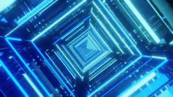 Animacja Wideo Niekończąca Się Pętla Futurystyczny Tunel Wielobarwnym Neonowym Tle — Wideo stockowe