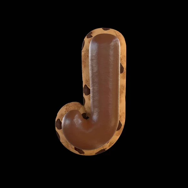 3DレンダリングのJ文字の上にチョコレートとクッキーを再現 — ストック写真