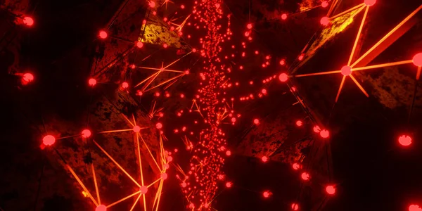 Рендеринг Бесконечного Узкого Коридора Между Движущимися Стенами Красными Светящимися Геометрическими — стоковое фото
