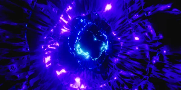 Rendering Uhd Sfondo Astratto Luminose Luci Neon Blu Viola Bagliore — Foto Stock