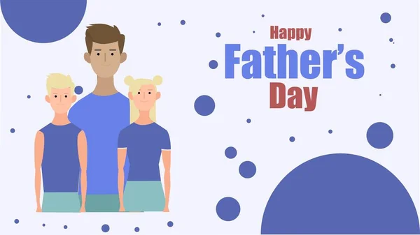 Vector Illustration Greeting Card Inscription Happy Fathers Day Cartoon Man — Stock Vector
