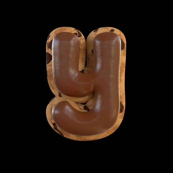 3D渲染Y字母再现顶部有巧克力的饼干 — 图库照片